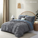 Oli Anderson Tufted Duvet Cover Queen Size, Soft and Lightweight Duvet Covers Set for All Seasons, 3 Pieces Boho Embroidery Shabby Chic Bedding Set (Grey, Queen, 90’’ X 90’’)