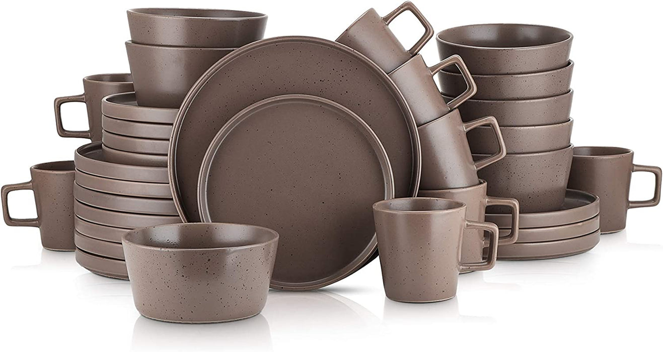 Coupe Dinnerware Set, Service for 8, Black Matte, 32 Piece