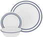 Vitrelle 18-Piece Service for 6 Dinnerware Set, Triple Layer Glass and Chip Resistant, Lightweight round Plates and Bowls Set, Indigo Speckle