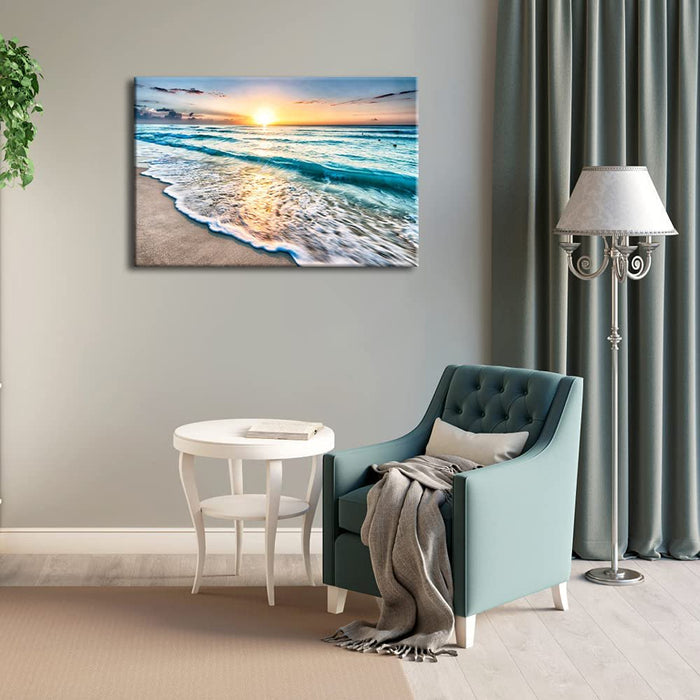 Art Sea Waves Large Canvas Prints Wall Art Ocean Beach Frameless Pictures Paintings for Living Room Bedroom Home Decorations