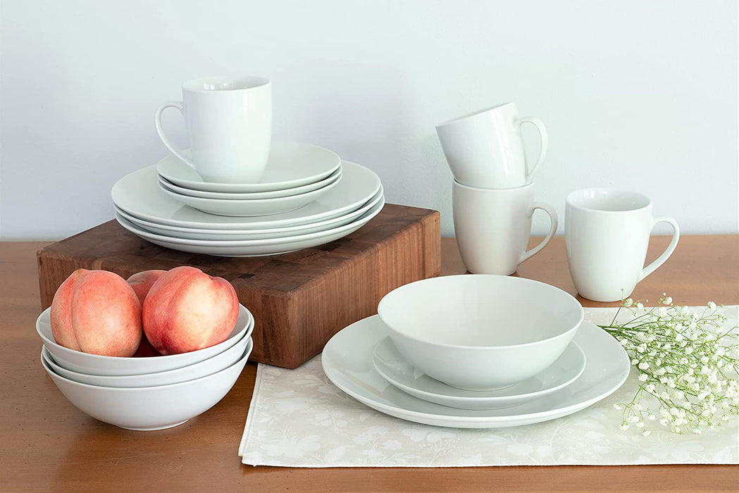Simply Coupe 16 Piece Dinnerware Set, White - SM-1600-CP-SW