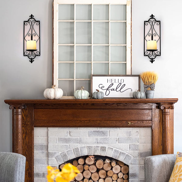 Black Candle Sconce Wall Decor Set of 2 Farmhouse & Rustic, Wall Mounted Sconce Candle Holder,Candle Sconces for Wall, Dining Room Decor, Home Decor Clearance for Living Room, Bathroom…