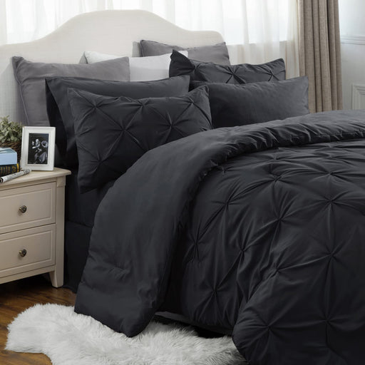 Bedsure Full Size Comforter Sets - Bedding Sets Full 7 Pieces, Bed in a Bag Black Bed Sets with Comforters, Sheets, Pillowcases & Shams,Adult & Kids Bedding