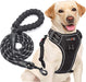 No Pull Dog Harness Adjustable Reflective Oxford Easy Control Medium Large Dog Harness with a Free Heavy Duty 5Ft Dog Leash (S (Neck: 13"-18", Chest: 17.5"-22"), Blue Harness+Leash)