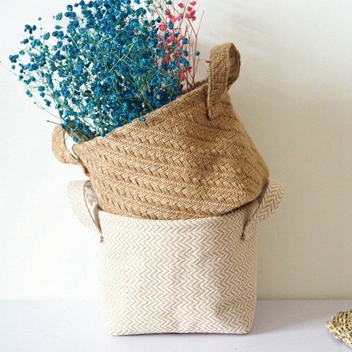 Household DIY Handmade Woven Storage Baskets Flower Pot Jute Cloth Sundries Holder Underwear Toy Container Storage Basket