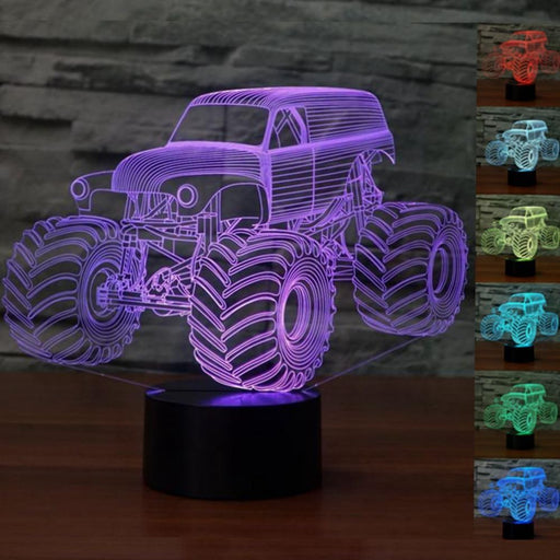 3D Illusion Lamp Night Light Monster Truck for Kids 7 Color Changing Touch Switch Table Desk Decoration Lamps Christmas Gift with Acrylic Flat & ABS Base & USB Cable Toy Gift (Monster Truck)