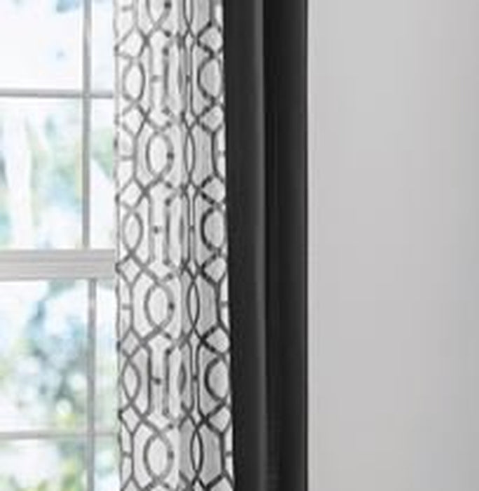 Mainstays Kingwood 4 Piece Curtain Set, 27.5X84, Black