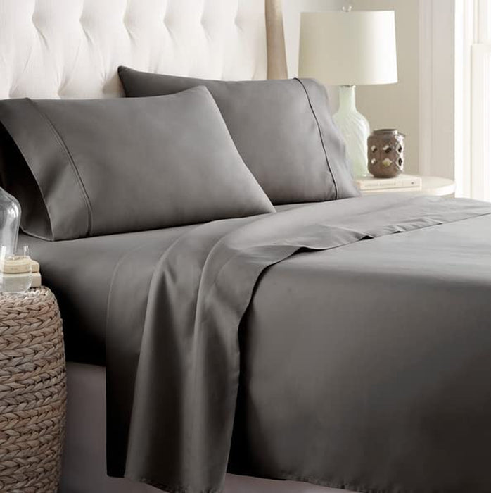 Grey Queen Size Bed Sheets Set - 6 Pc Soft Bedding & Pillowcases Set W/ Deep Pockets - Breathable, Wrinkle Free & Fade Resistant