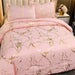 Gold Metallic Marble Comforter Set Queen Size Foil Print Glittering Bedding Sets, Blush/Gold, Queen
