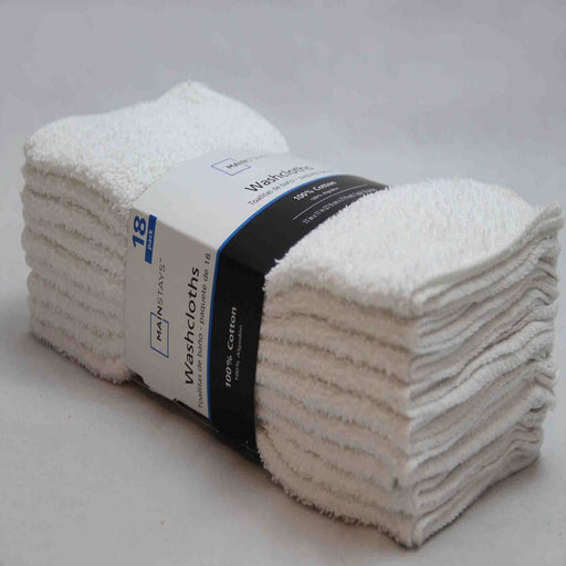 Mainstays Cotton Washcloth Bundle Collection, 18 Pack, White