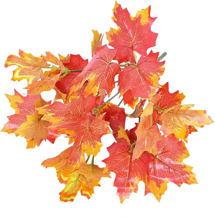 2 Pcs Artificial Maple Shrubs Fake Plants Fall Maple Leaf Bunches for Halloween Home Garden Office Decor, 11.8''