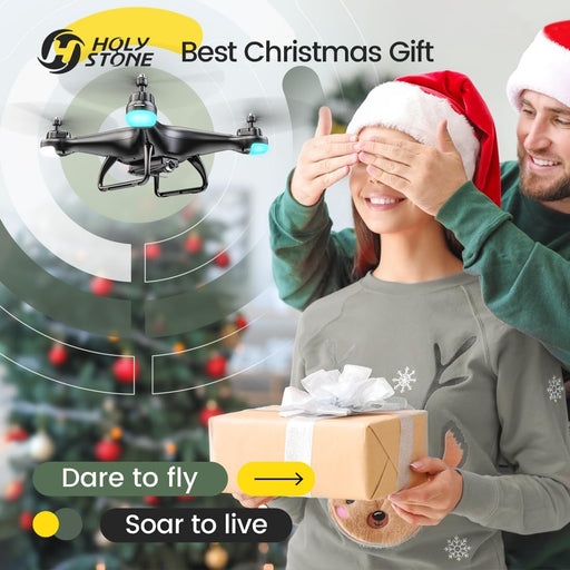 HS110D FPV RC Drone with 1080P HD Camera Live Video 120°Wide-Angle Wifi Quadcopter with Gravity Sensor, Voice & Gesture Control, Altitude Hold, Headless Mode, 3D Flip RTF 2 Batteries