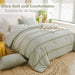 Sage Green Comforter King Size Bed Set,Boho Pom Pom Stripes Bedding Comforter Set Ultra Soft Down-Alternative Bedding Machine Washable 3 Pieces