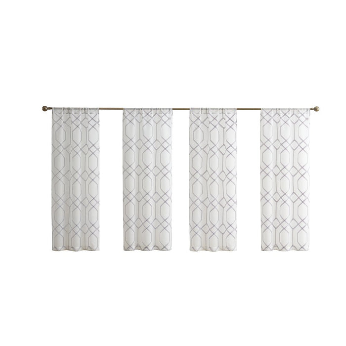 Mainstays Modern Gray Geometric Rod Pocket Sheer Curtain Set, 28" X 63" (4 Panels)