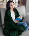 Fleece Blanket Queen Size Forest Green 300GSM Luxury Bed Blanket Anti-Static Fuzzy Soft Blanket Microfiber (90X90 Inches)