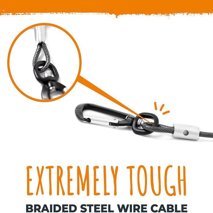 Dog Seat Belt Chew Proof Metal Pet Safety Belt Steel Braided Vehicle Restraint No Chew Tether Seatbelt with Rock Climbers Carabiner