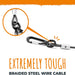 Dog Seat Belt Chew Proof Metal Pet Safety Belt Steel Braided Vehicle Restraint No Chew Tether Seatbelt with Rock Climbers Carabiner