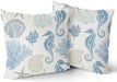 Nautical Coastal Pillow Covers 18X18 Set of 2 Coral Seashell Starfish Seahorse Beach Decorative Throw Pillows Summer Ocean Pillowcase Cotton Square Cushion Cover Decor for Home Couch Bed Soft
