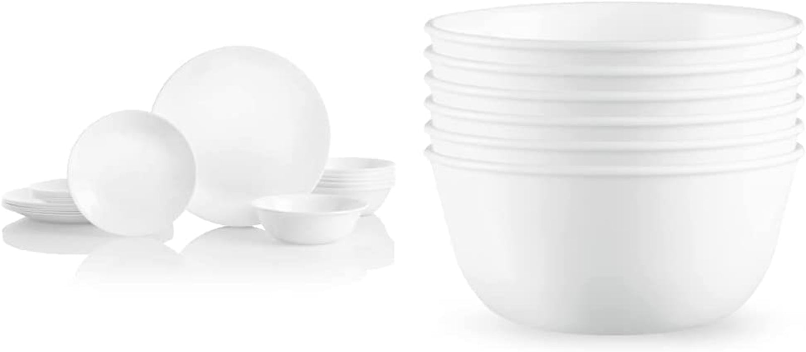 Vitrelle 18-Piece Service for 6 Dinnerware Set, Triple Layer Glass and Chip Resistant, Lightweight round Plates and Bowls Set, City Block