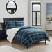 Mainstays Reverse to Sherpa Comforter Set, Full/Queen, Blue Plaid, Patterned Polyester
