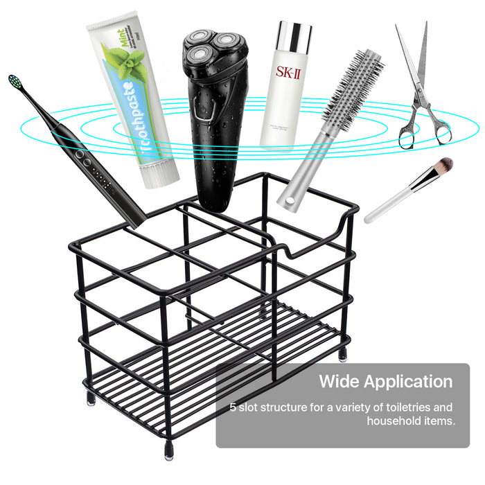 Toothbrush Holder and Bathroom Accessories Black 5 Slots Tooth Brushes Holder