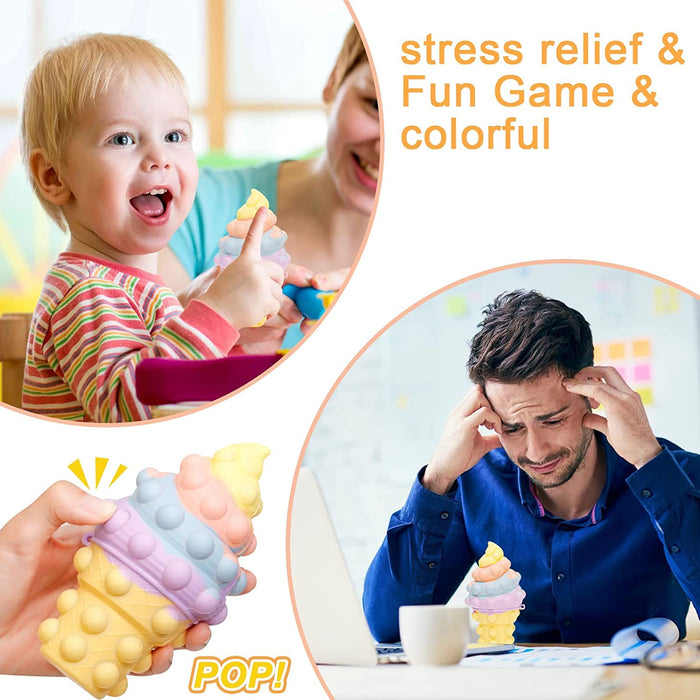 Fidget Toys, 3D Ice Cream Pop Stress Ball Sensory Toy Anxiety Stress Reliever Toy for Autism Early Education Xmas New Year Gift Stocking Stuffers Ideas Teens Adults Gifts Girls Boys Toddler