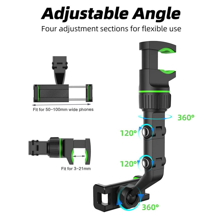 Universal 360° Car Mount Holder Phone Stand Rear-View Mirror Clip for Iphone Samsung Cell Phone GPS