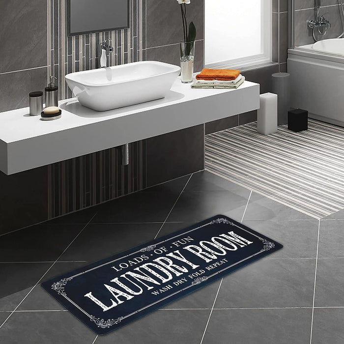Laundry Room Rug Runner Non Slip Laundry Mats Mudroom Runner Farmhouse Kitchen Floor Mat Bathroom Laundry Room Decor Accessories( Black, 20 X 47 Inch )
