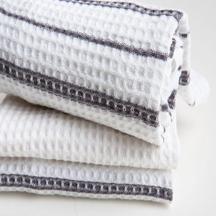 Sticky Toffee Cotton Waffle Weave Kitchen Towels, Gray, 3 Pack, 28 in X 16 In