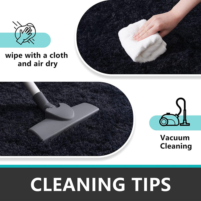 Soft Shaggy Area Rugs for Bedroom, 4X6 Feet, Fluffy Indoor Modern Plush Carpets for Living Room Kids Room Nursery Home Decor, Upgrade Anti-Skid Rectangular Fuzzy Rug, Black