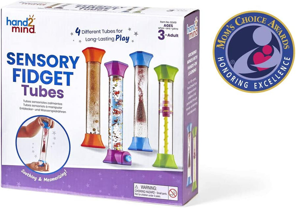 Sensory Fidget Tubes, Anxiety Relief Toy, Occupational Therapy Toys, Fidget Toys for Kids, Sensory Toys for Sensory Play, Play Therapy Toys, Calm down Corner, Toddler Must Haves (Set of 4)