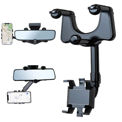 Car Phone Mount,  Car Rearview Mirror Cell Phone Holder, Universal Adjustable Rear View Mirror Clips Cradle, 360° Phones Bracket Car Mount Fits for Iphone 13 12 Pro Max, Galaxy