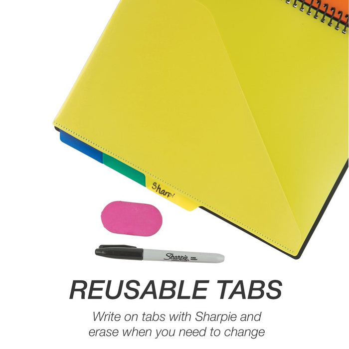 5 Subject Spiral File Folder Organizer / 5 Dividers with Pockets / Multi Pocket Folder / Document Holder / Paper Organizer / Customizable Front Cover / 10 Total Pockets