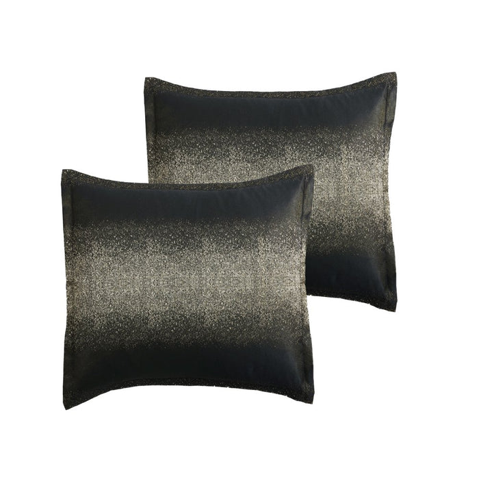 Mainstays 7-Piece Metallic Stripe Jacquard Comforter Set, Black and Gold, Full/Queen