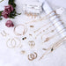 38 PCS Gold Jewelry Set with 4 PCS Necklace,10 PCS Bracelet,24 PCS Layered Ball Dangle Hoop Stud Earrings for Women Girls Jewelry Fashion and Valentine Birthday Party Gift
