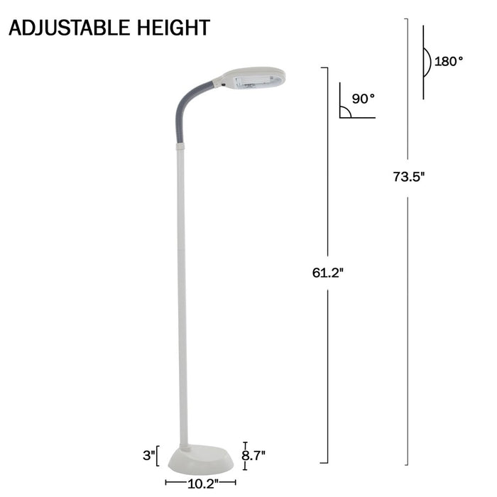 Adjustable Floor Lamp - 6Ft Full Spectrum Natural Sunlight Lamp with Bendable Neck - Reading, Crafts, Esthetician Floor Light by Lavish Home (Beige)