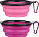 Collapsible Dog Bowl, 2 Pack Collapsible Dog Water Bowls for Cats Dogs, Portable Pet Feeding Watering Dish for Walking Parking Traveling with 2 Carabiners (Small, Orange+Pink)