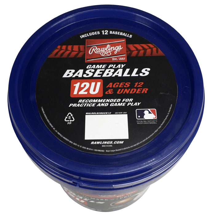 ROLB2 12U Official League Youth Practice Baseball Bucket, 12 Count