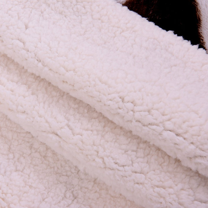 Homesmart Cow Pattern Sherpa Blanket Faux Fur Wearable Sleeve One Size