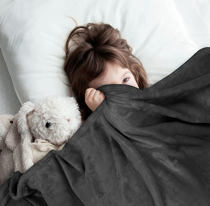 Fleece Blanket Queen Size Grey 300GSM Luxury Bed Blanket Anti-Static Fuzzy Soft Blanket Microfiber (90X90 Inches)