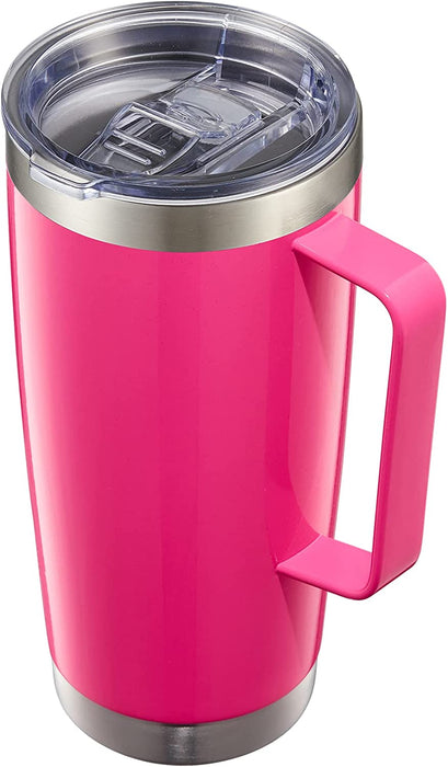 20 Oz Tumbler Mug with Lid and Straw, Insulated Travel Coffee Mug with Handle, Double Wall Stainless Steel Vacuum Coffee Tumbler, Thermal Coffee Cup, Navy Blue