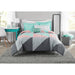 Mainstays Gray and Teal Geometric 8 Piece Bed in a Bag Comforter Set with Sheets, Queen