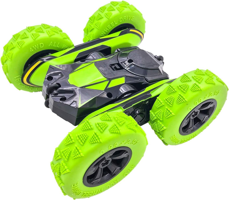 RC Stunt Cars Remote Control Car Double-Sided Driving 360-Degree Flips Rotating Car Toy, Green