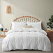 Oli Anderson Duvet Cover Queen Size, 3 Pieces Boho Tufted Bedding Set for All Seasons, Soft and Embroidery Shabby Chic Duvet Covers Set with Zipper Closure (White, Queen, 90’’ X 90’’)