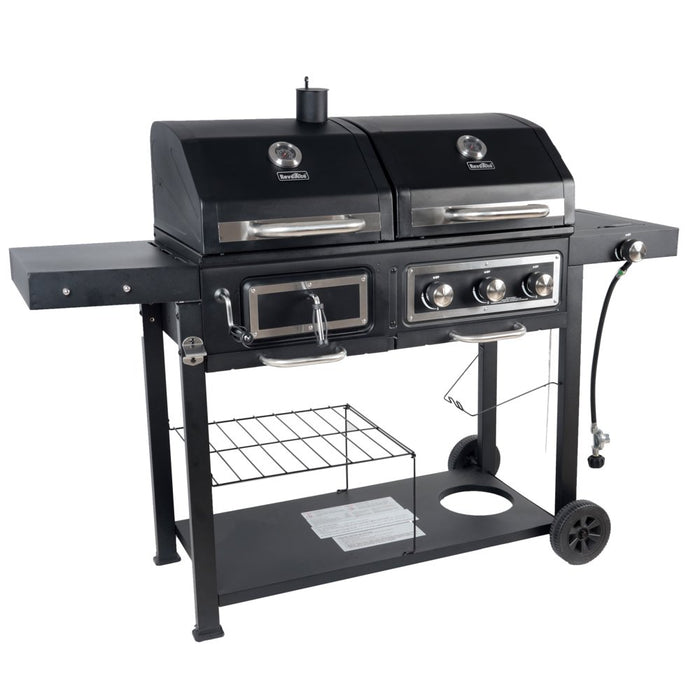 Revoace Dual Fuel Gas & Charcoal Combo Grill, Black with Stainless