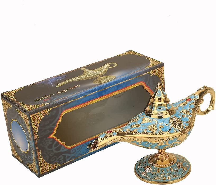 Legend Aladdin Lamp Magic Genie Wishing Light, Classic Arabian Nights Costume Props Lamp Table Decor for Home Wedding Party Halloween Birthday Beautiful Gift Toy for Women Girl (Lake Blue)