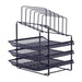 Pen + Gear, Mesh Desk Organizer with 3 Sliding Letter Tray, 5 Upright Sections, Black