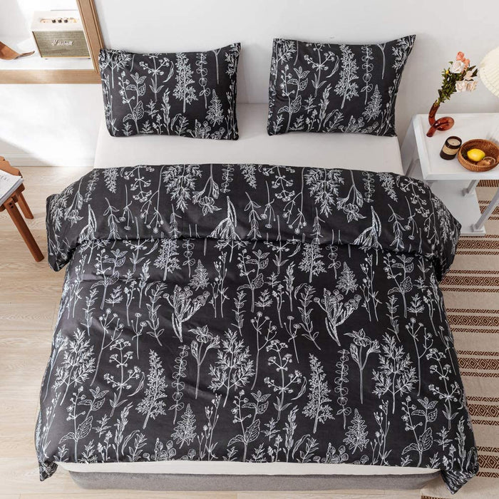 Comforter Set Queen Comforter Set,3 PCS Floral Comforter Set Bedding Sets Queen with Comforter Black Comforter Set Soft Microfiber Bedding Set with 2 Pillow Cases