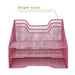 Mind Reader 3-Tier Mesh Desk File Organizer Tray with 5 Compartments, Pink