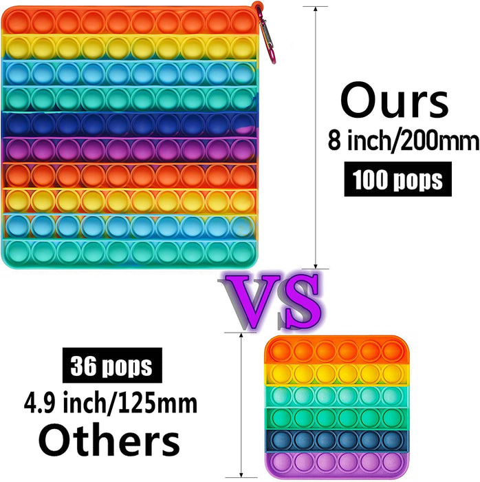 Big Pop It Fidget Toy, Poppers Fidget Toy 100 Pop Bubbles Silicone Pressure Relieving Toy,For Kids Autism and Adult Anxiety Easy to Grasp Pop Silicone Toy